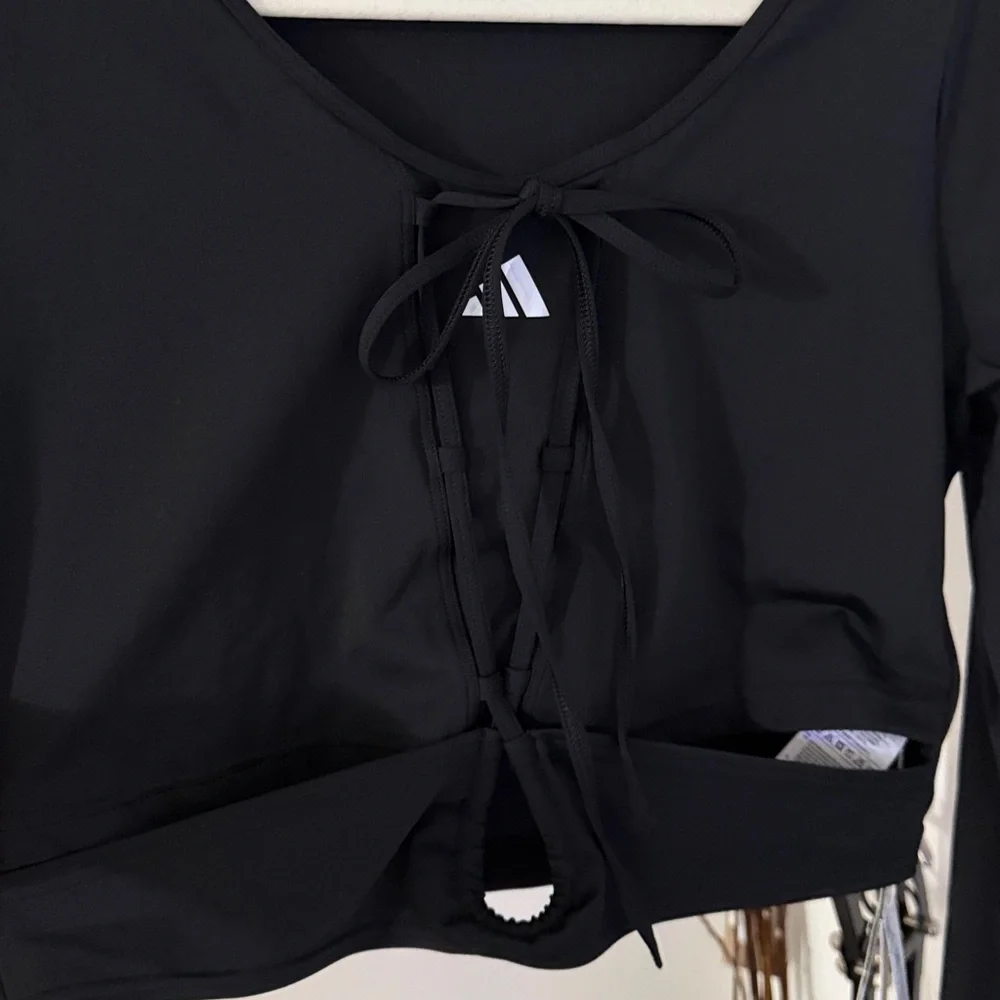 Adidas Women's Black Lace-Up Crop Top long sleeve - Picture 12 of 12